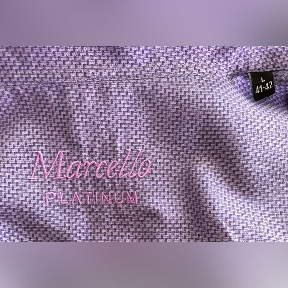 Marcello Platinum Purple Casual Button Down Shirt w/Notch Detail Cuff Size Lg - Picture 5 of 5